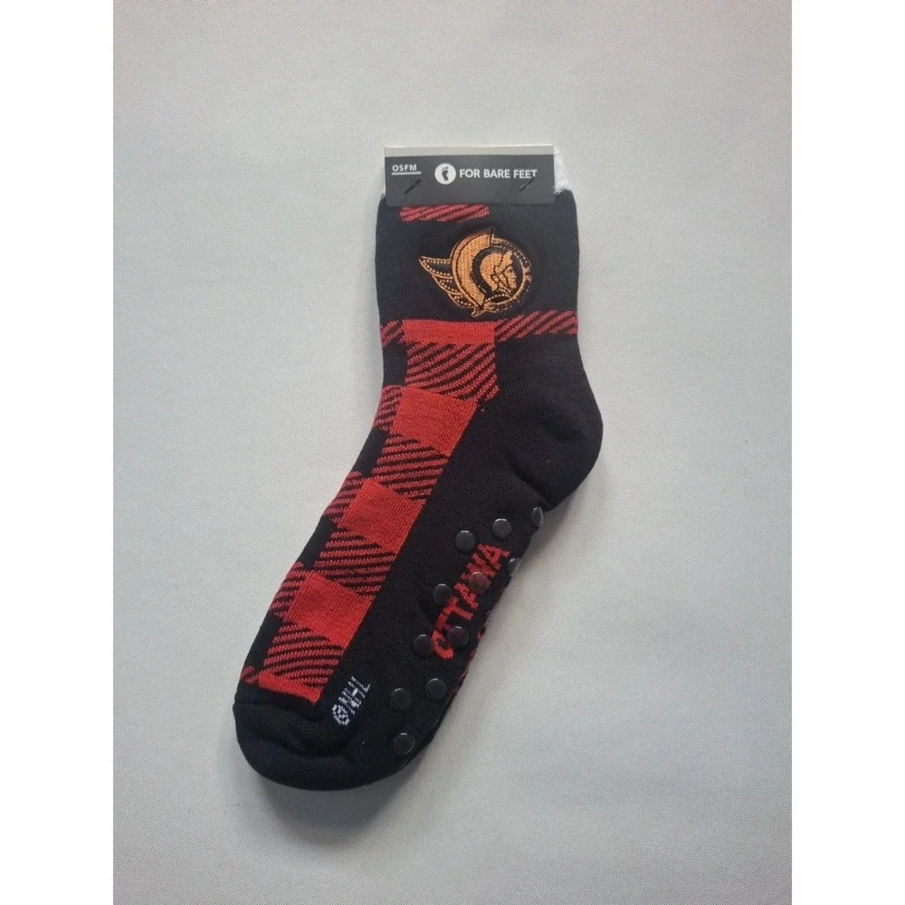 Ottawa Senators NHL For Bare Feet Socks with Grip Dots Black Red OSFM New! - Picture 5 of 6